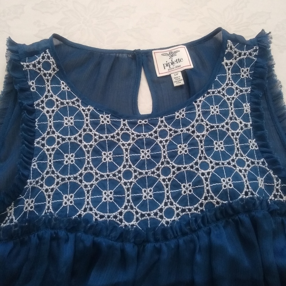 Anthropologie embroidery pintuck ruffle babydoll - Picture 2 of 4